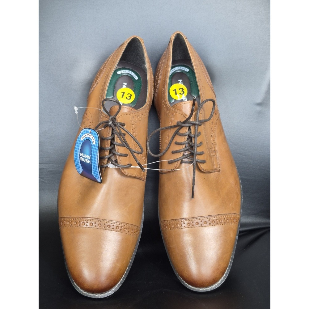 Nunn Bush brown leather cap toe dress shoes oxfords mens 13 m casual British tan